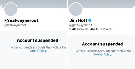 Example of an X account suspended page