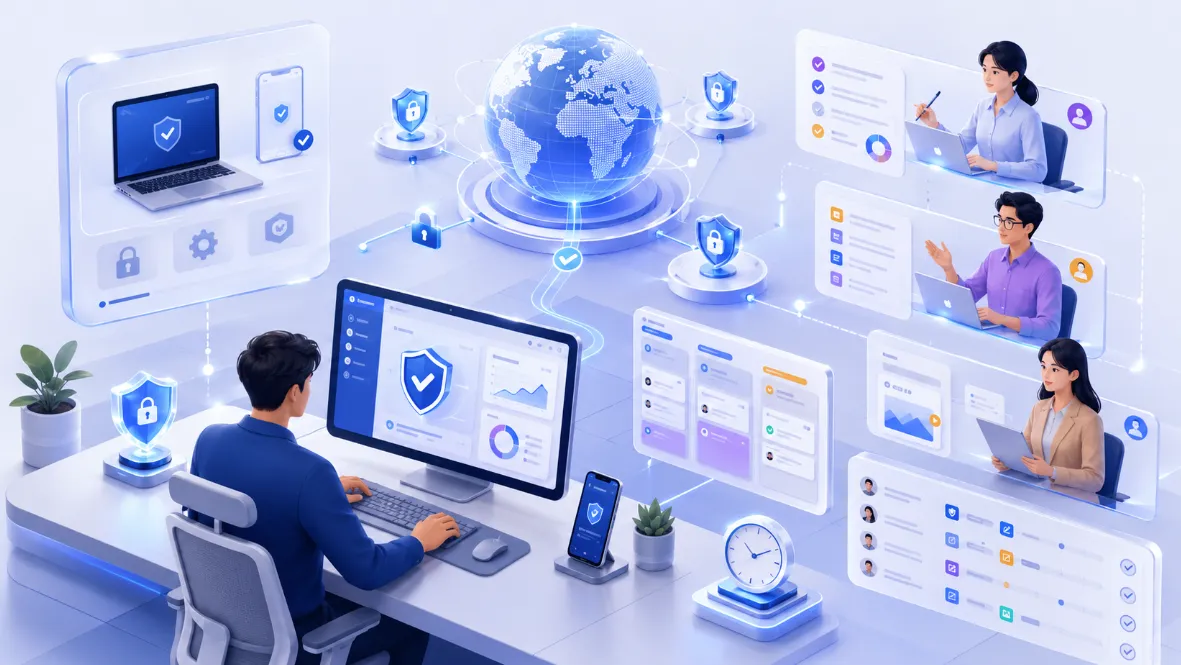 Illustration of distributed account security and permission collaboration