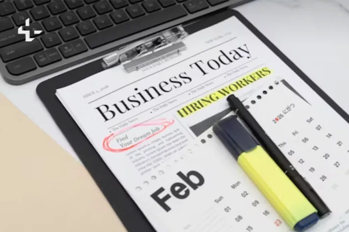 A business calendar and newspaper on a desk