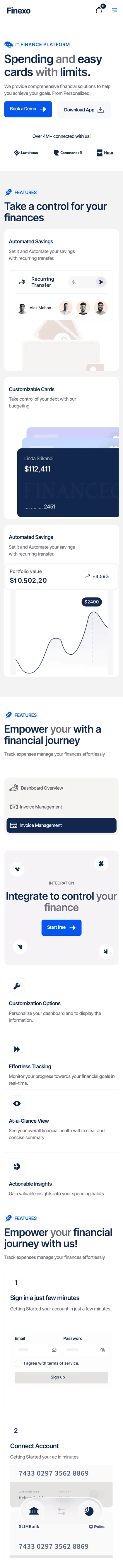 金融科技与 SaaS 官网移动端案例预览