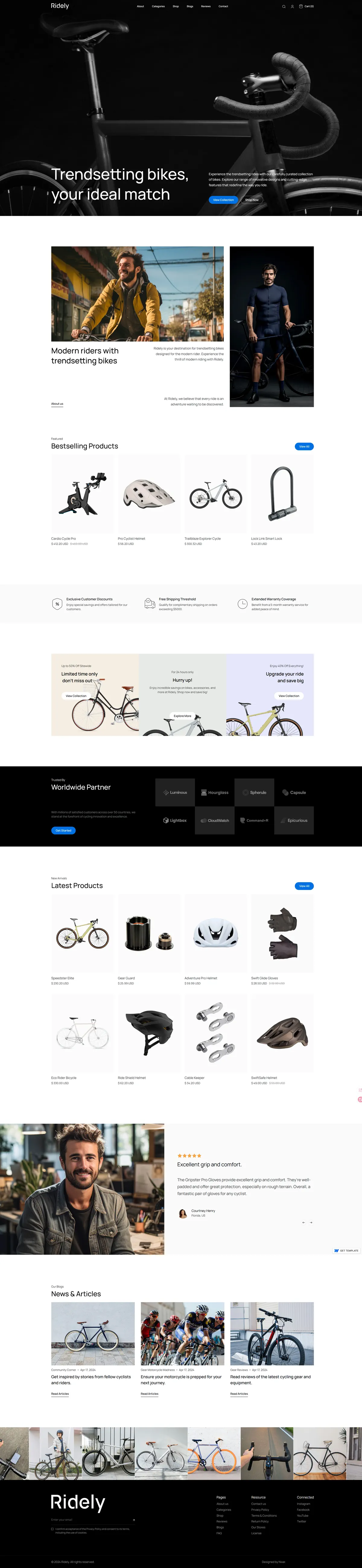 运动骑行品牌电商站桌面端案例预览