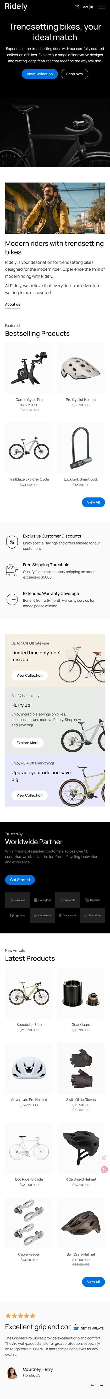 运动骑行品牌电商站移动端案例预览