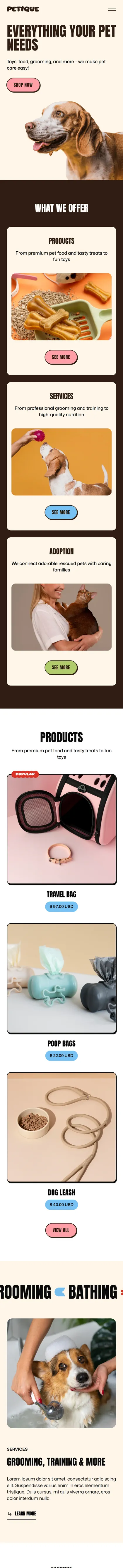 宠物消费品牌独立站移动端案例预览